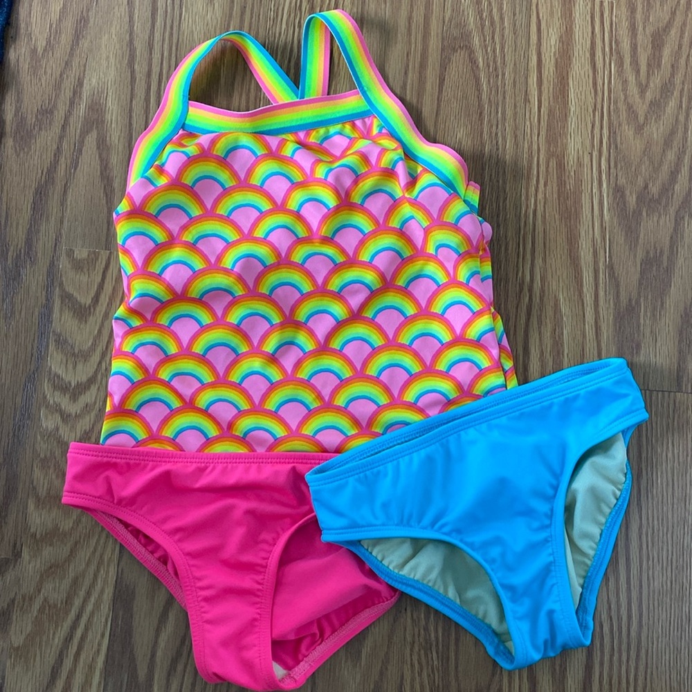 Lands End girls rainbow swim set